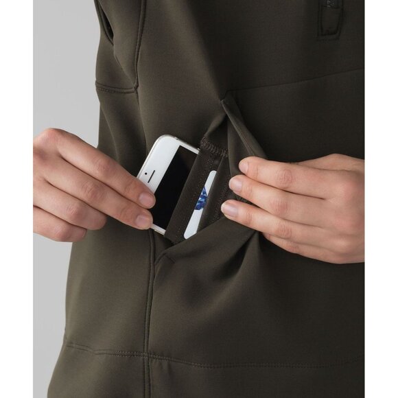 LULULEMON Re-Form Dark Olive Green Stretch Glyde Waterproof Hooded Vest, Size 8 - Picture 4 of 16